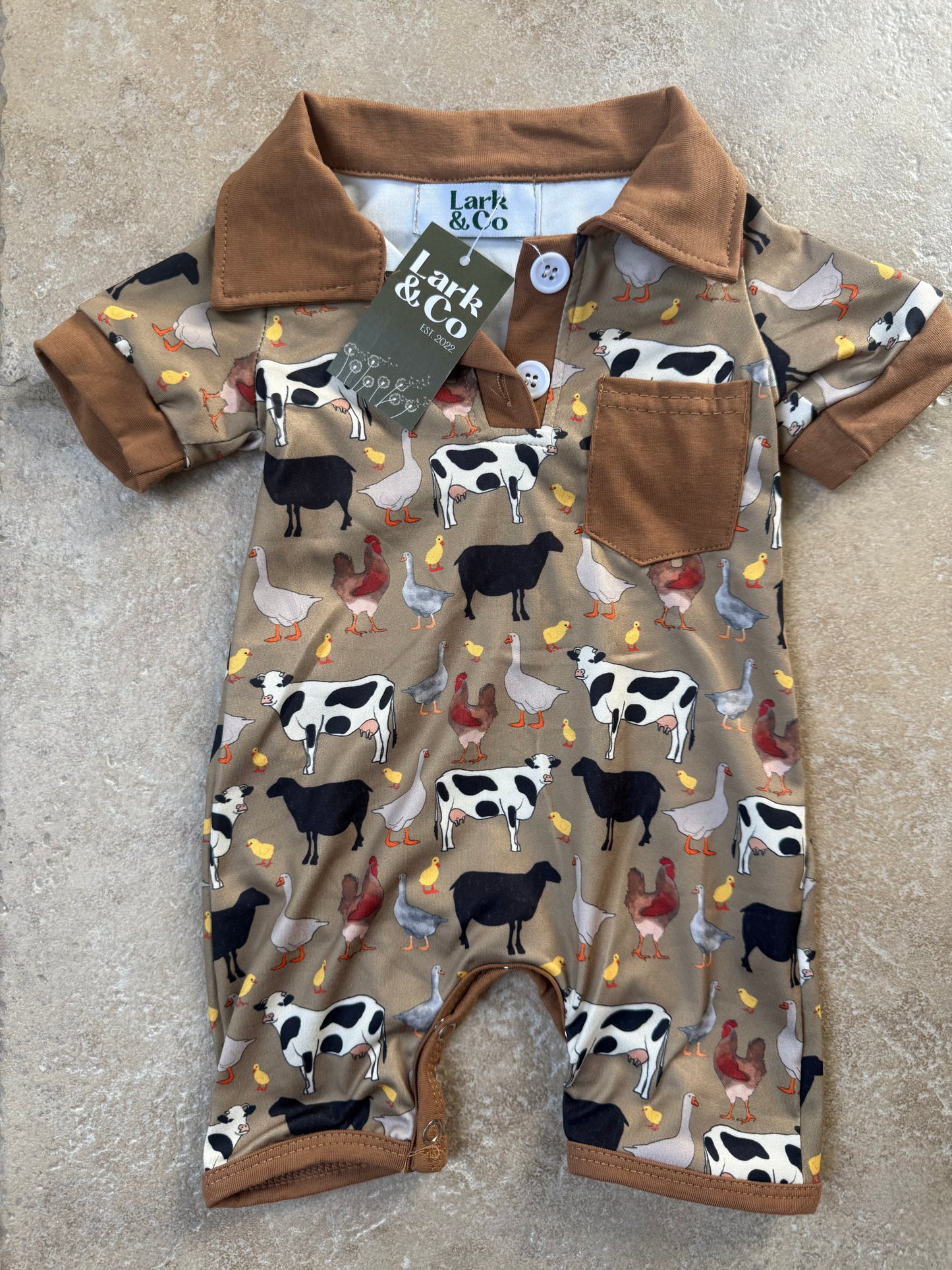 Around the Farm Pocket Shortie (romper)