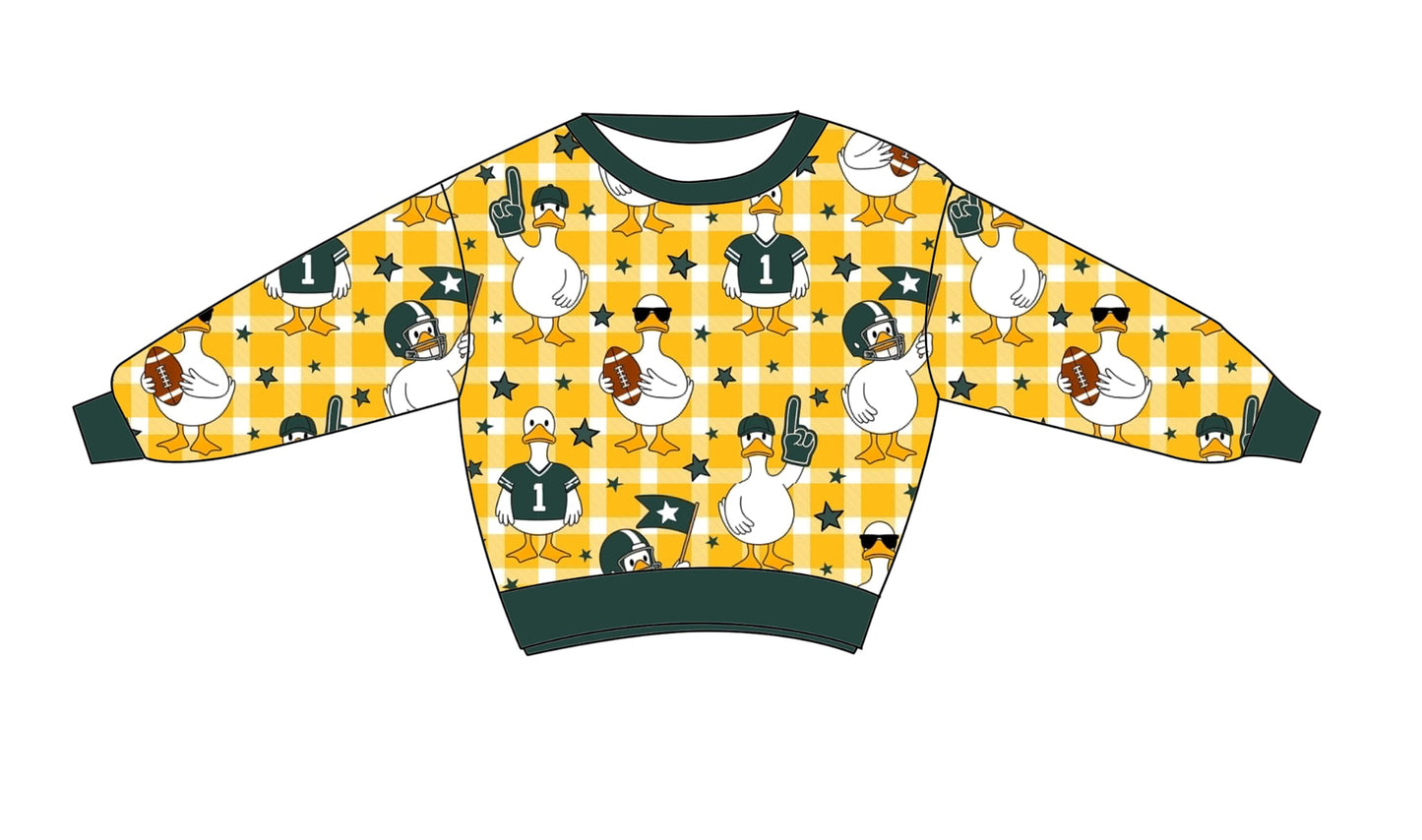 Preorder — 💚💛Game Day Goose🪿 🏈 // Adult + Kids PJs & Sweatshirt