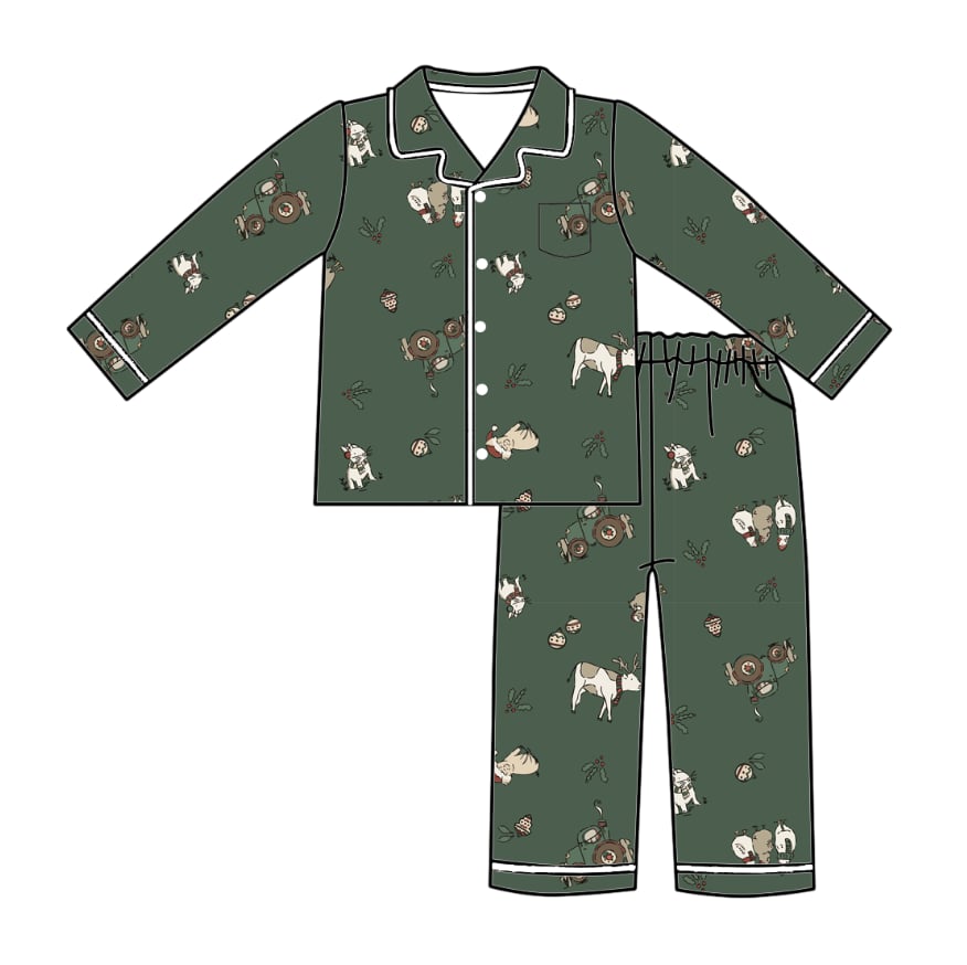PREORDER - “Christmas on the Farm" Bamboo PJs & Blanket (men, women & kids)