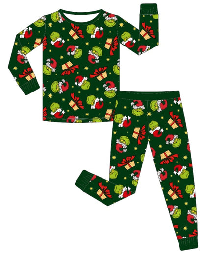 PREORDER - "Merry Grinchmas" Bamboo PJs & Blanket (men, women & kids)