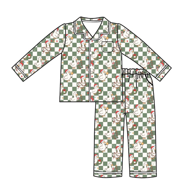 PREORDER - "Goose Tidings" Bamboo PJs & Blanket (men, women & kids)