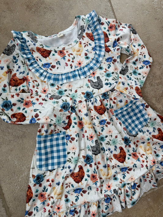 Spring Plaid Chickens [Romper or Dress]