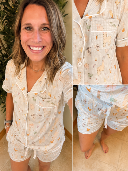 Women’s Plaid Farm Friends Bamboo Set