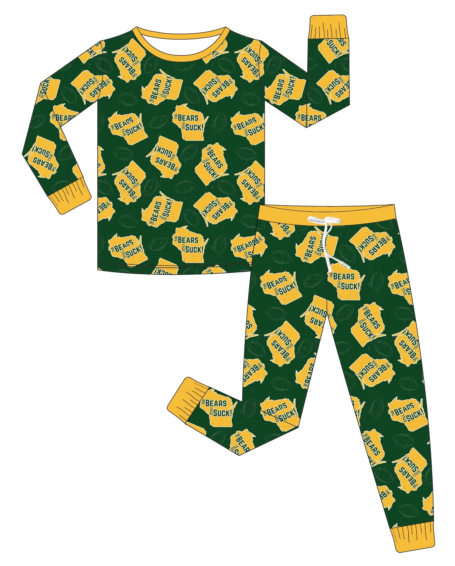 Preorder — 💚The Bears Still Suck💛 // Adult + Kids PJs & Sweatshirt