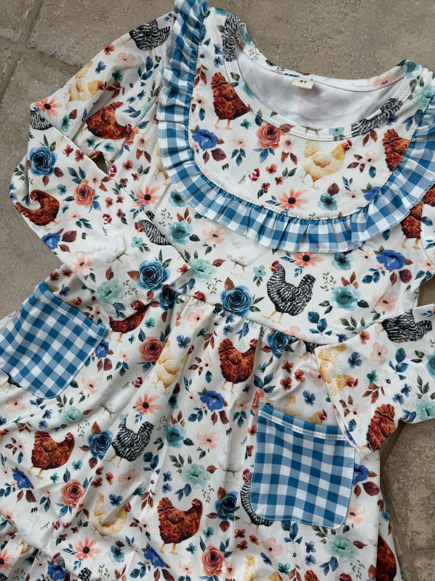 Spring Plaid Chickens [Romper or Dress]