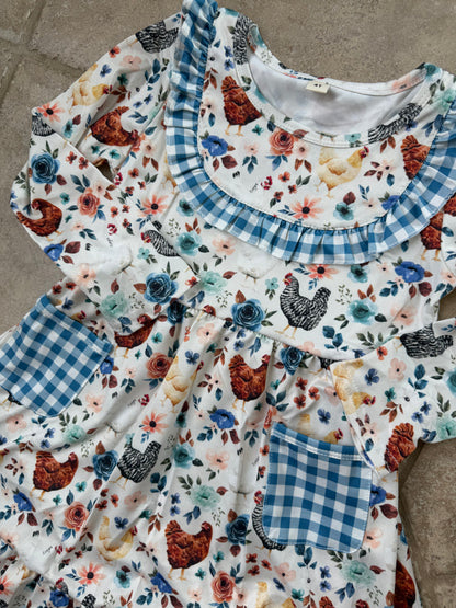 Spring Plaid Chickens [Romper or Dress]