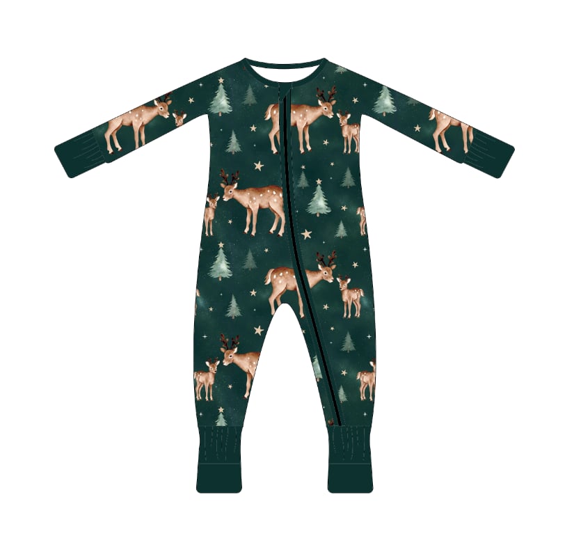 PREORDER - "Woodland Deer" Bamboo PJs & Blanket (men, women & kids)