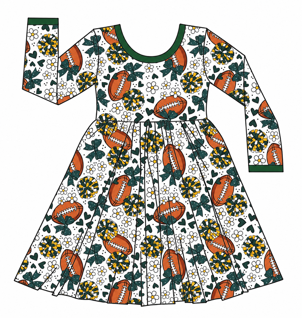 Preorder —  💚💛Green & Gold Florals 🏈 // Adult + Kids PJs, Sweatshirt & Dress