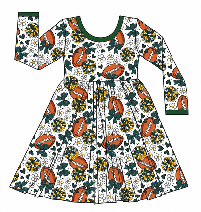 Preorder —  💚💛Green & Gold Florals 🏈 // Adult + Kids PJs, Sweatshirt & Dress