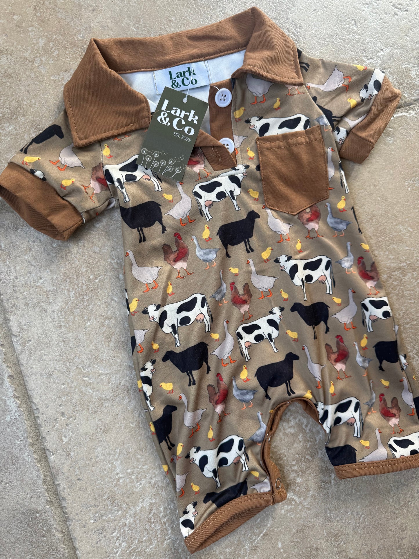 Around the Farm Pocket Shortie (romper)