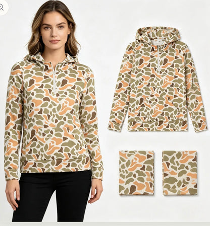 PREORDER — Mom & Me Harvest Camo 1/4 Zip Hoodie — 2 weeks
