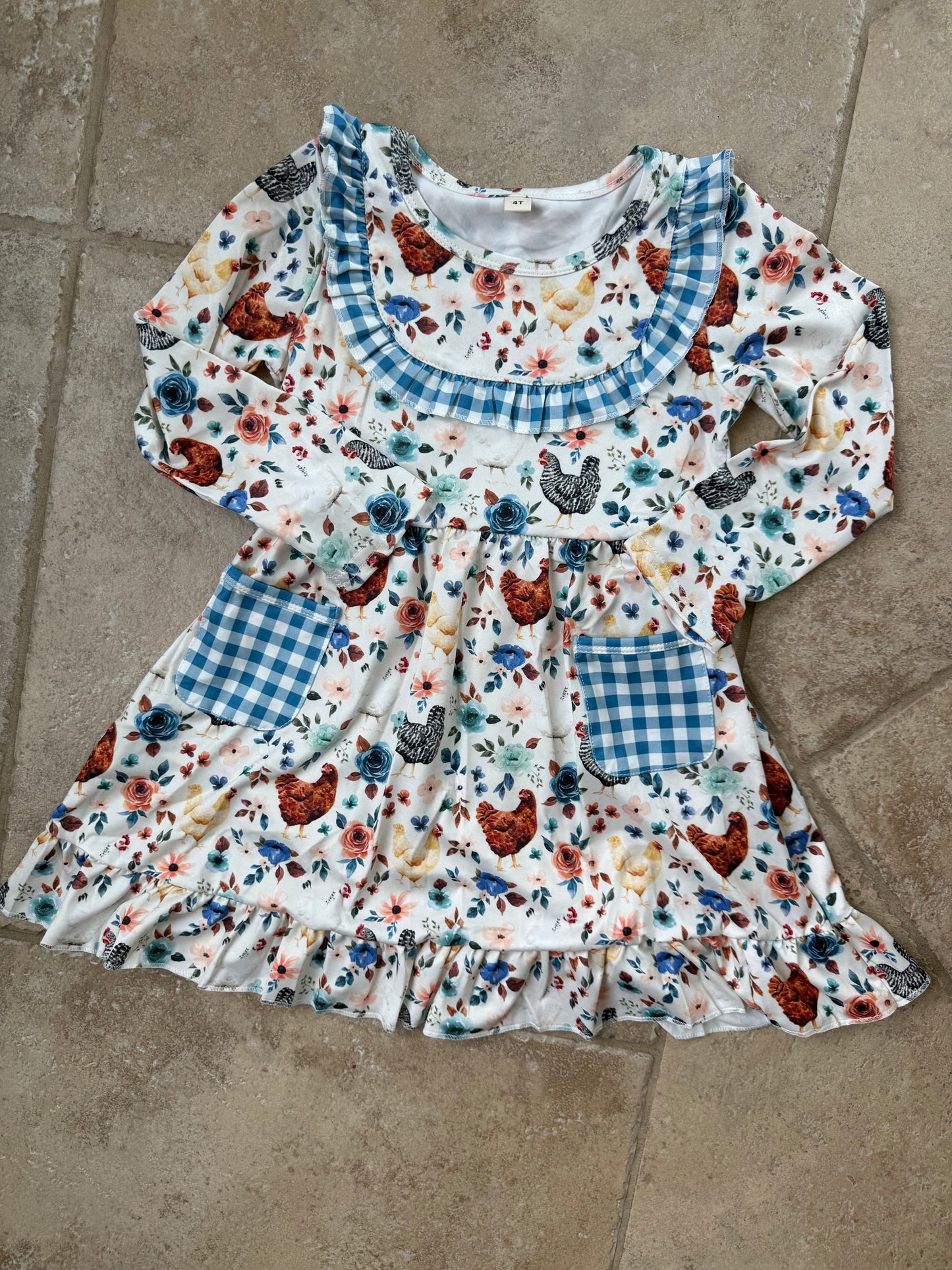 Spring Plaid Chickens [Romper or Dress]