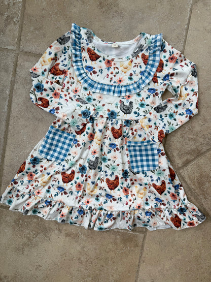 Spring Plaid Chickens [Romper or Dress]