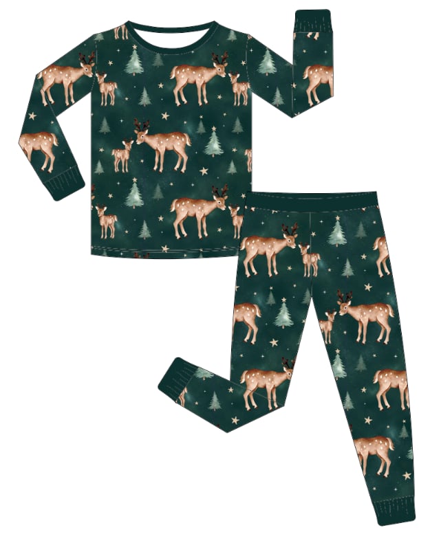 PREORDER - "Woodland Deer" Bamboo PJs & Blanket (men, women & kids)