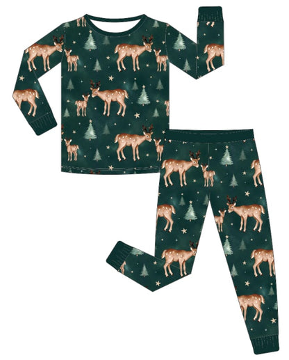 PREORDER - "Woodland Deer" Bamboo PJs & Blanket (men, women & kids)