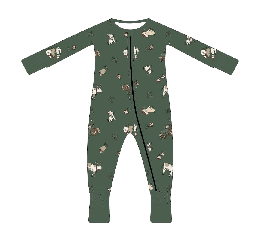 PREORDER - “Christmas on the Farm" Bamboo PJs & Blanket (men, women & kids)