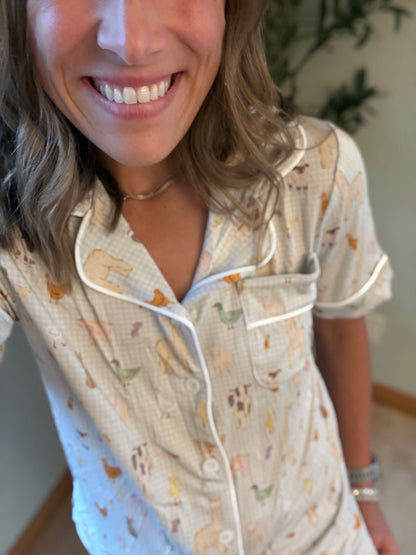 Women’s Plaid Farm Friends Bamboo Set