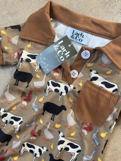 Around the Farm Pocket Shortie (romper)