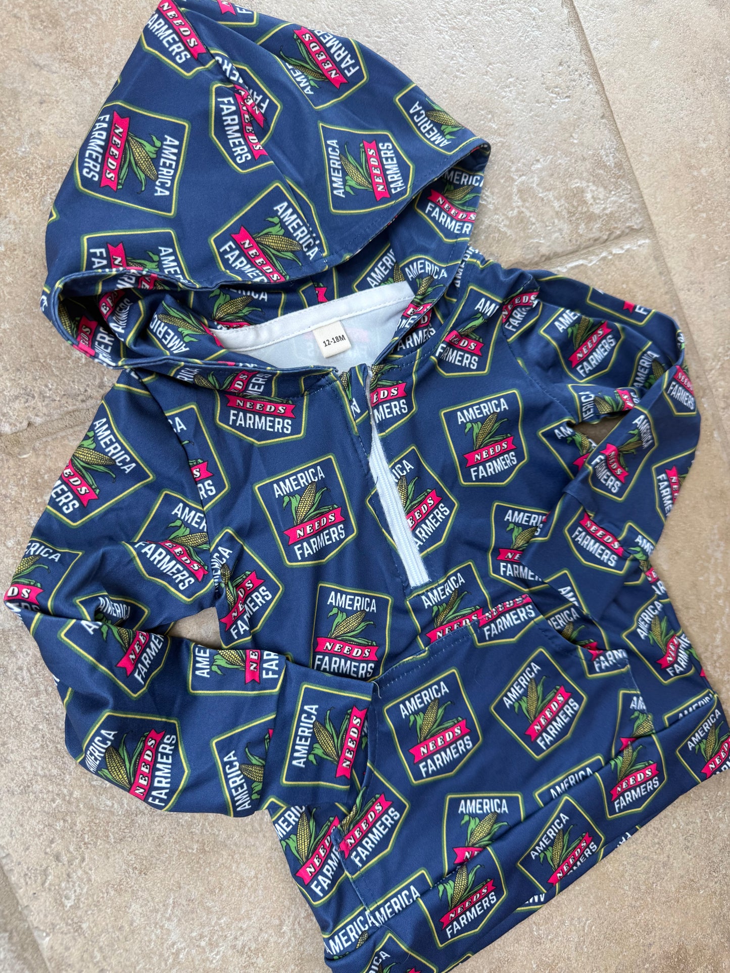 America Needs Farmers 1/4 Zip Hooded Pullover