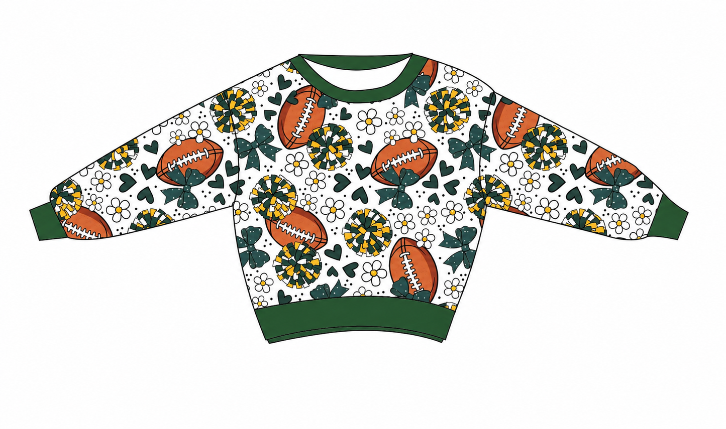 Preorder —  💚💛Green & Gold Florals 🏈 // Adult + Kids PJs, Sweatshirt & Dress