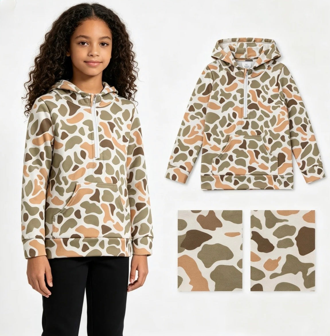 PREORDER — Mom & Me Harvest Camo 1/4 Zip Hoodie — 2 weeks