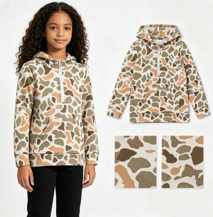 PREORDER — Mom & Me Harvest Camo 1/4 Zip Hoodie — 2 weeks