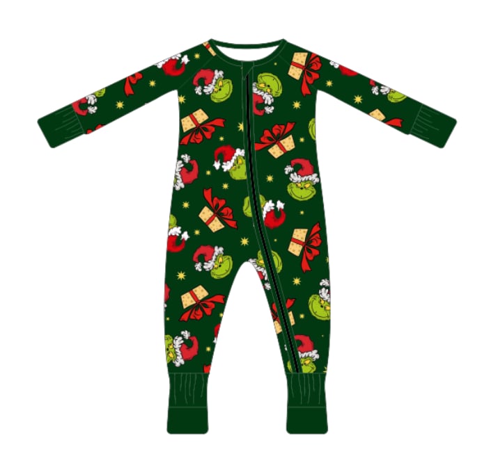 PREORDER - "Merry Grinchmas" Bamboo PJs & Blanket (men, women & kids)
