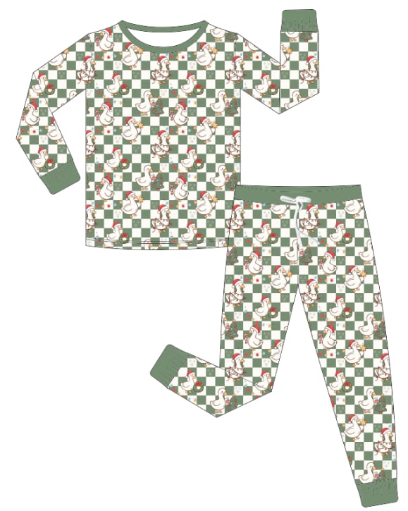 PREORDER - "Goose Tidings" Bamboo PJs & Blanket (men, women & kids)