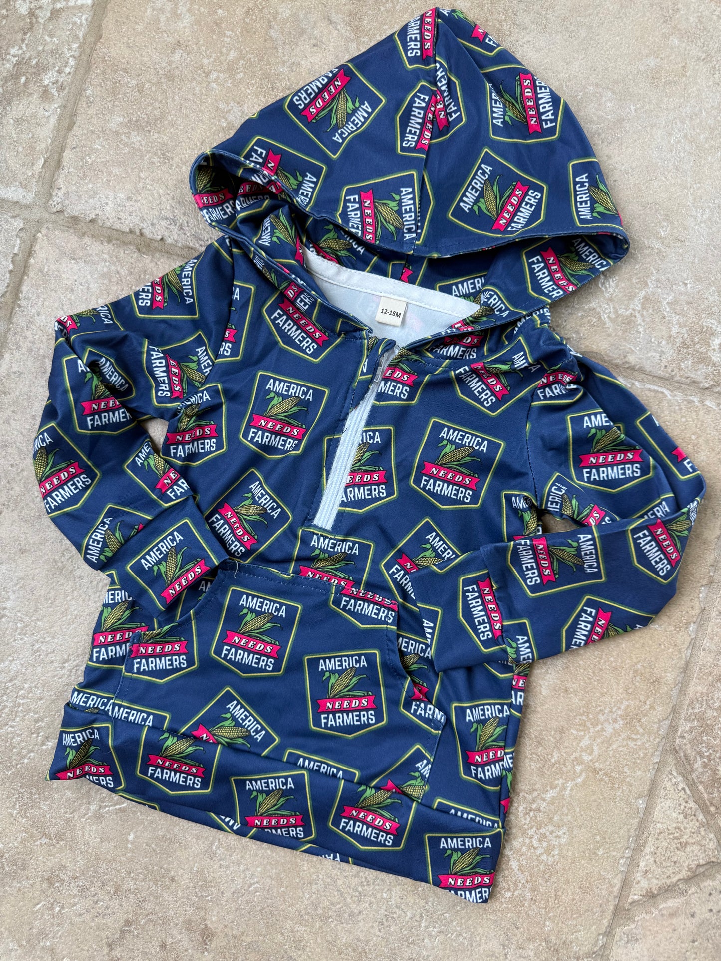 America Needs Farmers 1/4 Zip Hooded Pullover