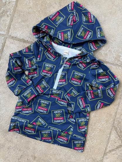 America Needs Farmers 1/4 Zip Hooded Pullover
