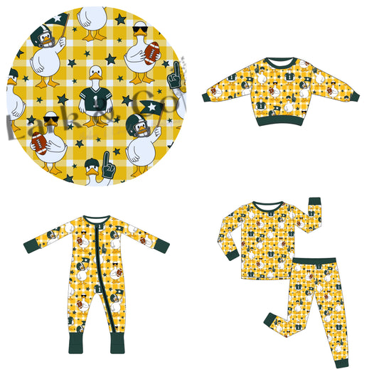 Preorder —  💚💛Game Day Goose🪿 🏈 // Adult + Kids PJs & Sweatshirt