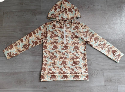 PREORDER — Mom & Me Blue Marsh Camo 1/4 Zip Hoodie — 2 weeks