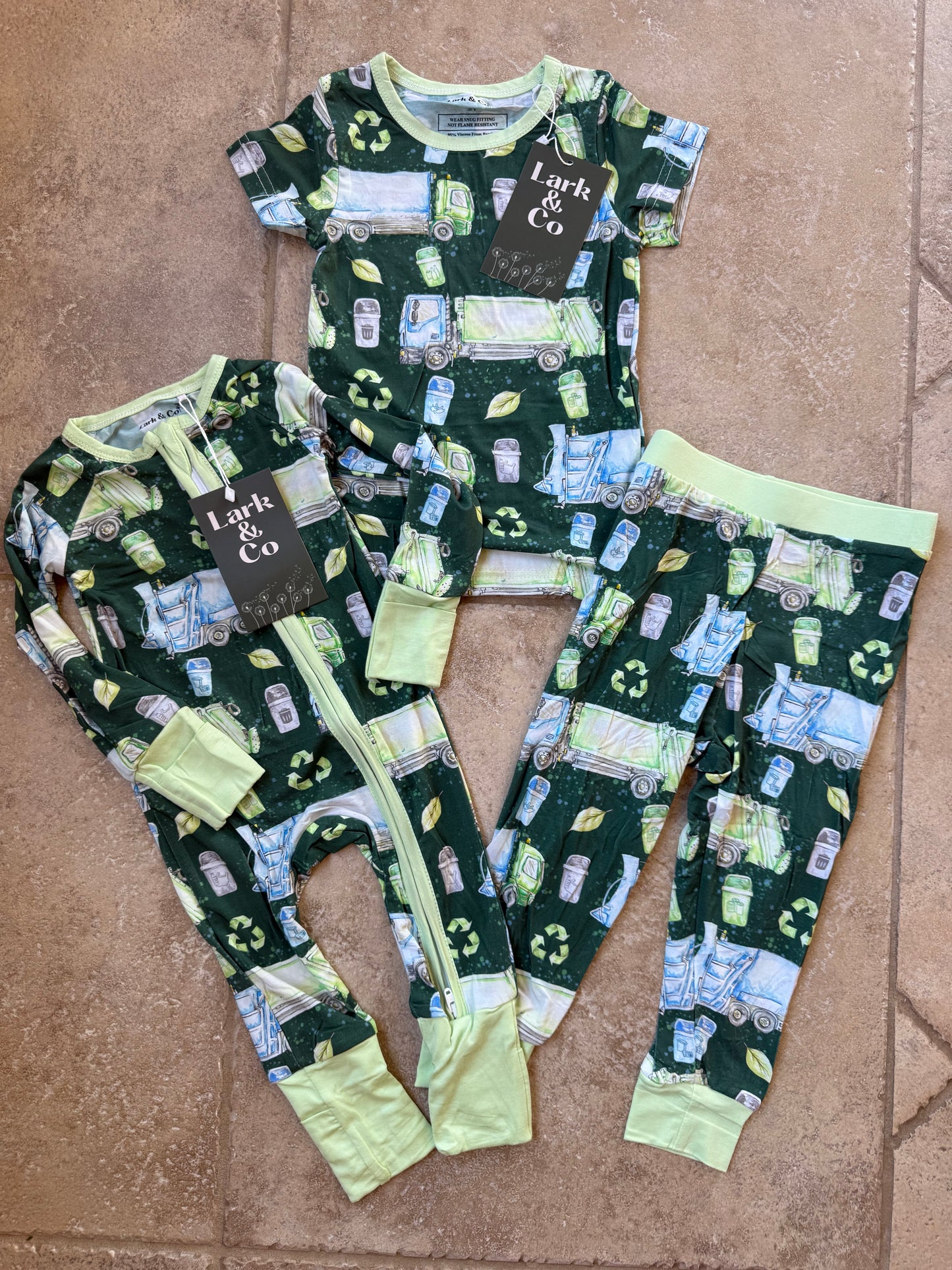 Garbage Trucks Bamboo PJs [zippy & 2-piece set]