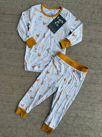 🐮🐷🐥 Plaid Farm Friends Bamboo PJs [zippy & 2-piece set]