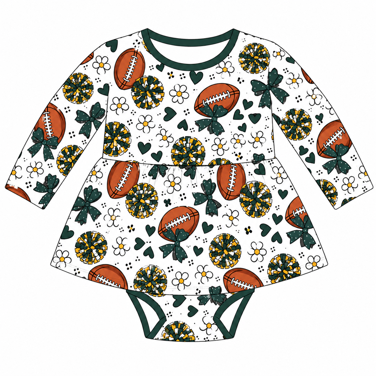 Preorder —  💚💛Green & Gold Florals 🏈 // Adult + Kids PJs, Sweatshirt & Dress