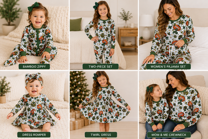 Preorder —  💚💛Green & Gold Florals 🏈 // Adult + Kids PJs, Sweatshirt & Dress