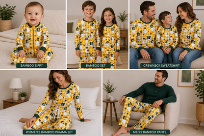Preorder —  💚💛Game Day Goose🪿 🏈 // Adult + Kids PJs & Sweatshirt